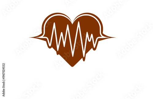 Audio Waveform Heart Music Silhouette Sticker, Next Gen Sound Pulse Vector, Modern High Tech Romantic Logo Illustration