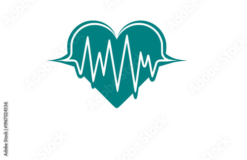 Audio Waveform Heart Music Silhouette Sticker, Next Gen Sound Pulse Vector, Modern High Tech Romantic Logo Illustration