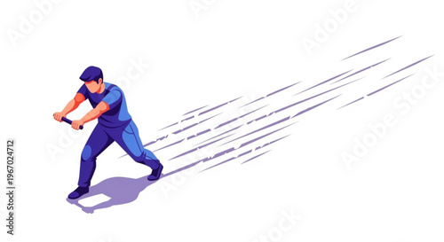 Athlete racing forward with a baton, symbolizing speed, competition, and achievement in sports