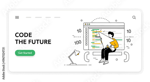Web Developer Landing Page Design Code Future Software Engineering Concept Illustration Vector UI UX Development Professional Work