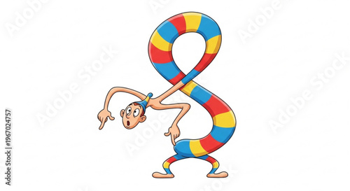 Bendy Man Character in a Playful Pose Demonstrating Flexibility and Agility