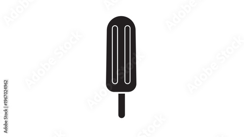 Popsicle black silhouette icon with rounded top and straight stick, representing a frozen dessert on a white background.