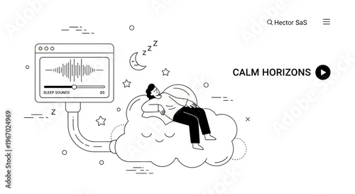Man Sleep On Cloud Hear Sound To Calm Mind Rest Well Feel Good Now At Home