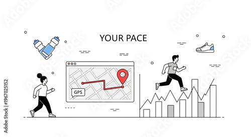 Run app map gps stats jog shoe water fit goal track web life id icon