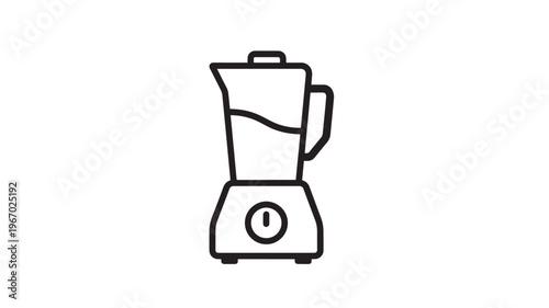 Blender appliance with a single knob and pitcher, simple outline vector illustration on a white background
