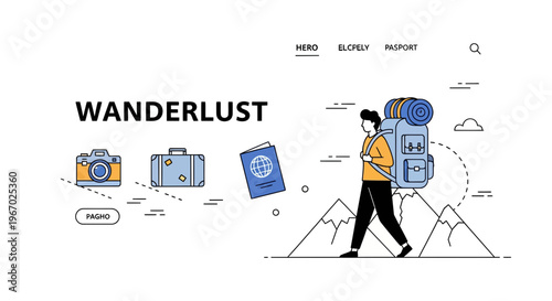 Travel Hike Trip Man Bag Camera Case Book Sun Sky Sea Fun Art Go Way