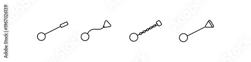 Simple line drawings of four different pendulum concepts on a white background