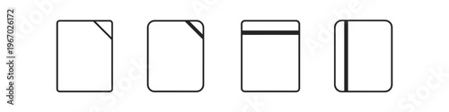 Set of four simple icons representing different folding or storage methods for items