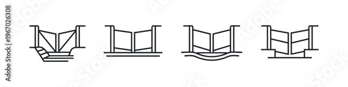 Collection of simple line art icons representing different types of gates