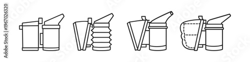 Collection of four different bee smoker designs for beekeeping