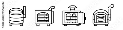 Collection of stylized kiln icons representing different pottery firing equipment