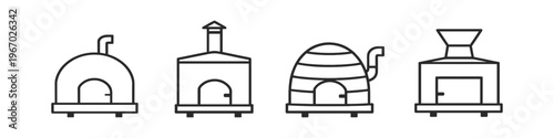 Collection of four distinct oven designs, including dome and rectangular shapes