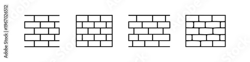 Set of four simple line art icons representing different brick wall patterns