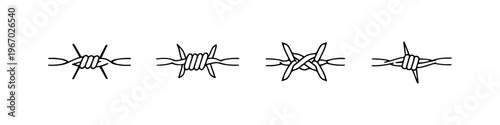 Collection of simple line art icons representing different barbed wire designs