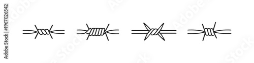 Collection of four distinct barbed wire icons on a white background
