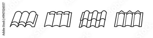 Collection of different roof tile outlines for construction and architecture