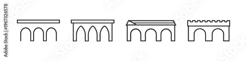Collection of simple line art icons representing different types of bridges