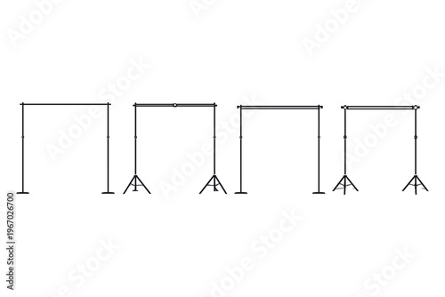 Collection of adjustable backdrop stands for photography and videography setups