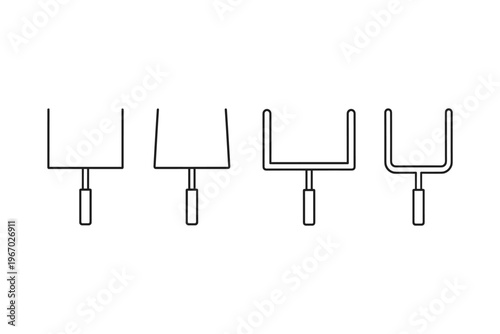 Collection of four different styles of American football goal posts in outline