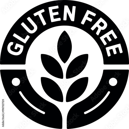 Gluten Free Label Icon for Food Packaging, Allergy Friendly Symbol, Black and White Vector Design
