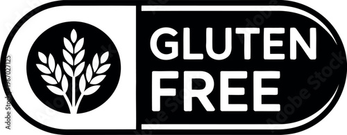 Gluten Free Label Icon for Food Packaging, Black and White Allergy Friendly Certification Badge