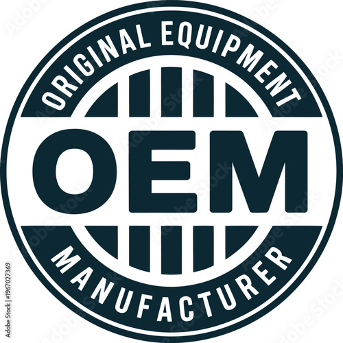 OEM Original Equipment Manufacturer Badge Icon for Industrial and Automotive Branding