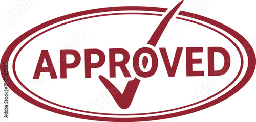 Red Approved Stamp Icon with Check Mark for Business, Official Documents, and Certification