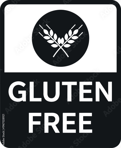 Gluten Free Label Icon for Food Packaging, Allergen Warning, and Dietary Restriction Signage