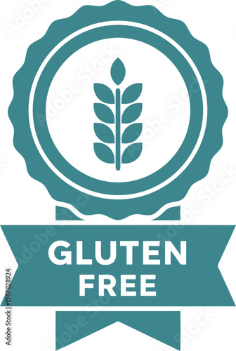 Gluten Free Badge Icon for Food Packaging and Product Labeling in Blue Vector Style