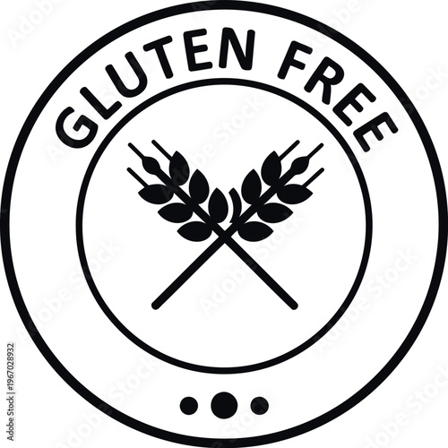 Gluten Free Label Icon with Wheat Symbol for Food Packaging and Dietary Product Branding