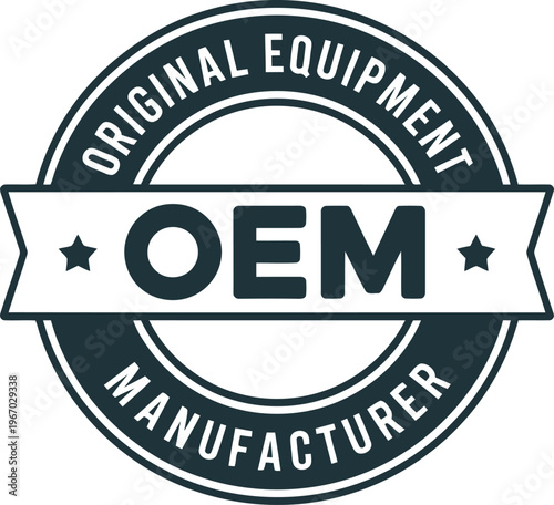 OEM Original Equipment Manufacturer Badge Icon Vector for Industrial and Automotive Branding