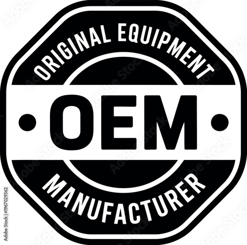OEM Original Equipment Manufacturer Black and White Badge Icon for Industrial Branding