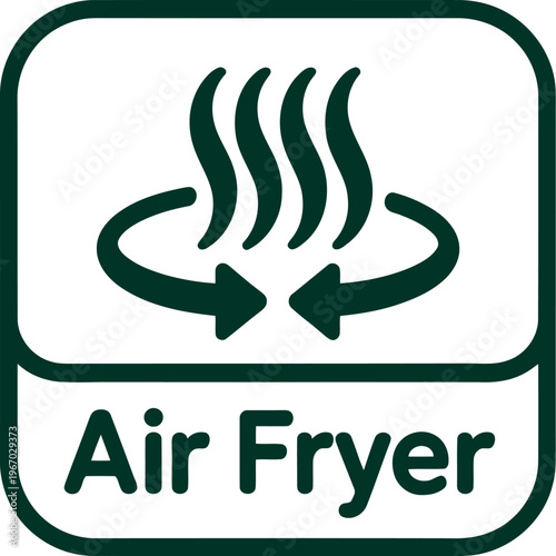Air Fryer Icon Vector Illustration for Kitchen Appliance Label and Healthy Cooking Design