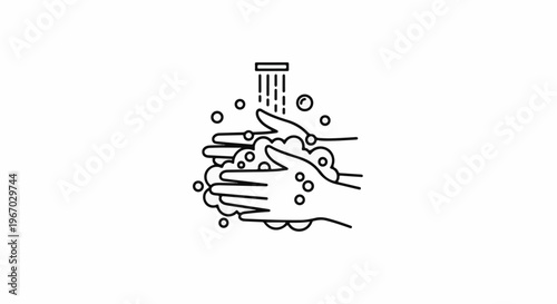 Hands being washed with soap bubbles under a water stream