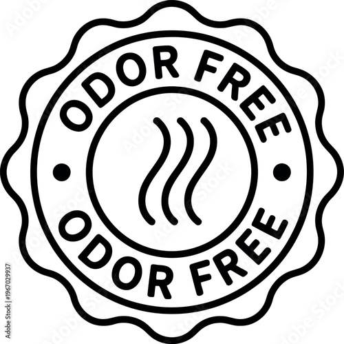 Odor Free Badge Icon – Black Outline Vector Label for Fragrance-Free and Hypoallergenic Products