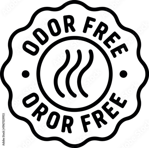 Odor Free Badge Icon Vector – Clean Scent Guarantee Label for Packaging and Product Marketing