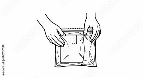 Hands sealing a clear bag with a zipper closure