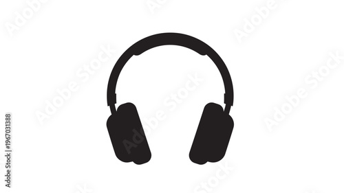 Headphones iconic silhouette with a comfortable over-ear design for immersive audio listening experiences and music enjoyment.