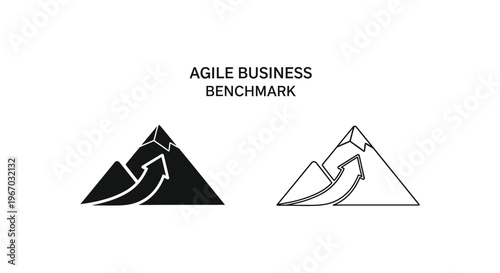 agile business benchmark logo with two mountain icons Vector