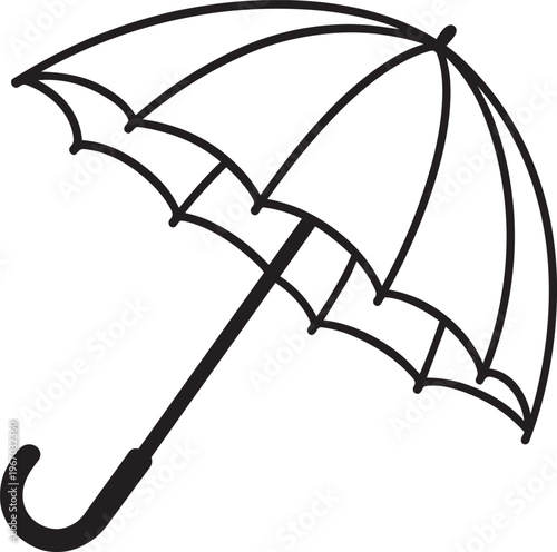 Side view profile of classic open umbrella protective rainwear weather equipment outline vector illustration symbol simple design