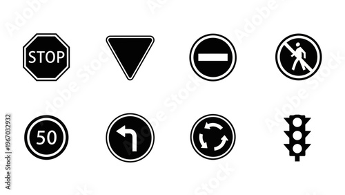 Collection of Essential Road Traffic Signs for Safe and Efficient Transportation