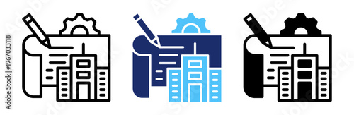Urban Planning Icon Collection Glyph & Mixed Style 