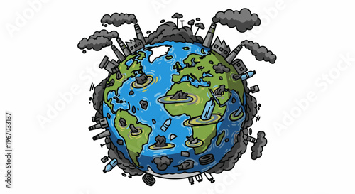 Earth choking on pollution with factories and waste, a grim planetary outlook