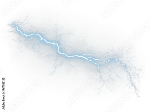 Thin minimal blue lightning streak isolated on transparent PNG background.
