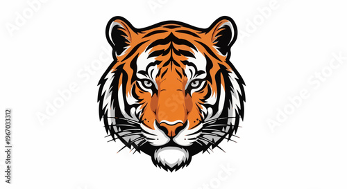 Fierce tiger face with intense gaze and bold orange and black stripes