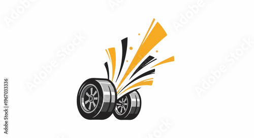 Dynamic tires with explosive motion graphics and abstract bursts of color