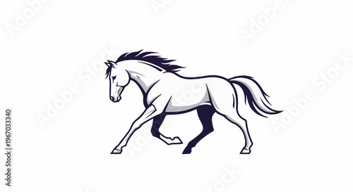 Dynamic line art illustration of a galloping horse in motion