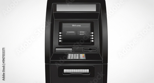 Modern Black ATM Machine for Financial Transactions.