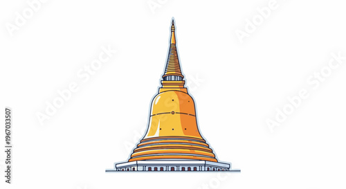 Golden stupa with tiered base and spire, iconic ancient structure