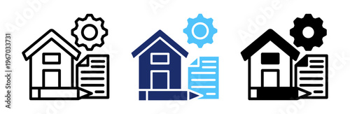 Property Management Icon Collection Glyph & Mixed Style 